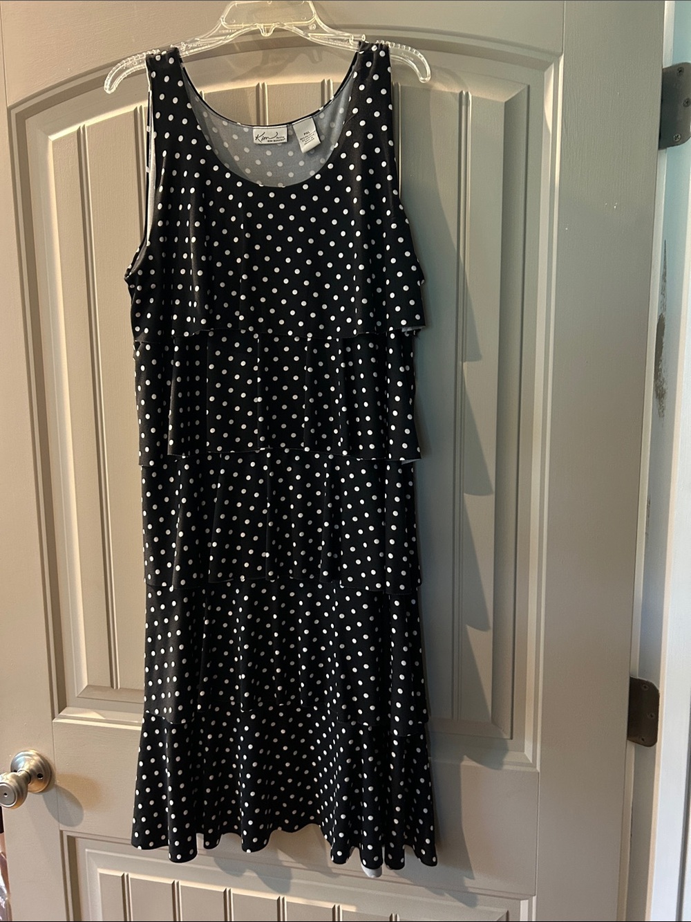 Kim Rogers Black and White Polka Dot Sleeveless Tiered Dress